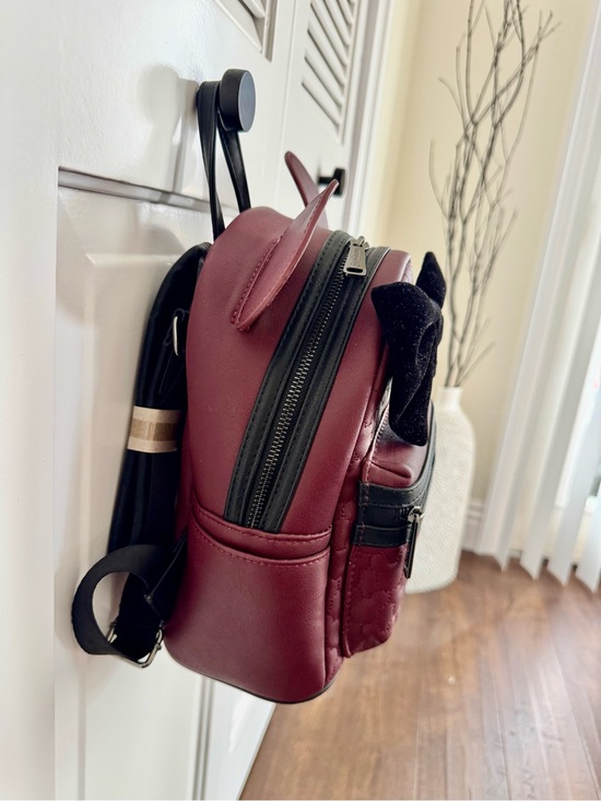 burgundy velvet mini backpack Disney Loungefly Minnie Mouse Burgundy Velvet Bow Mini Backpack NWT